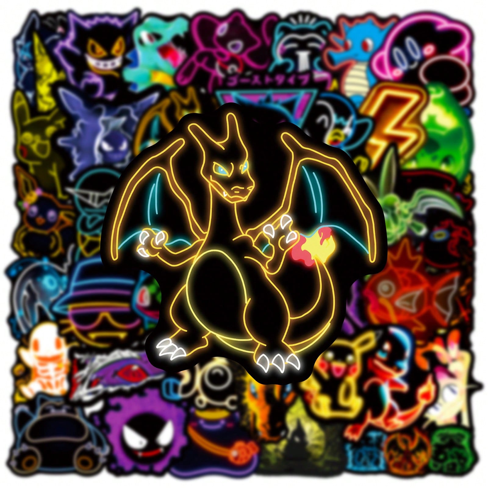 Laptop Accessories Wholesale - 60/100pcs Neon Light Anime Pokemon Stickers